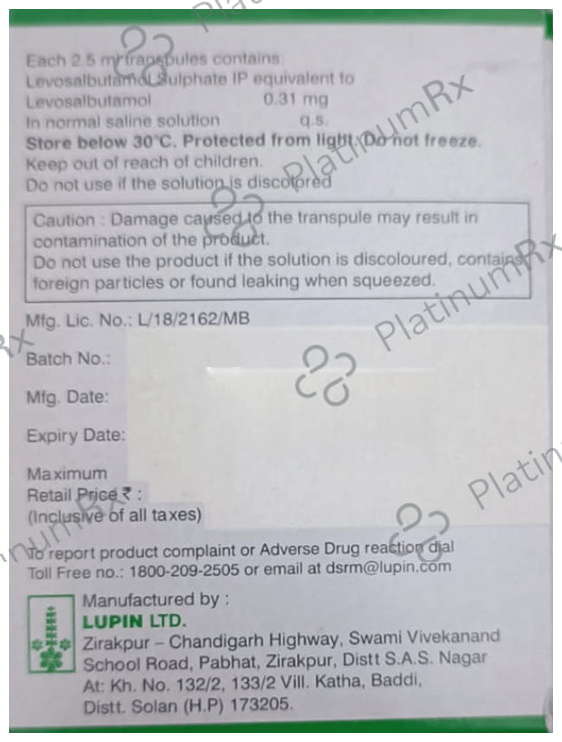 Salbair Neb 0.31 Transpules 5s