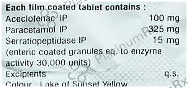 Aceelo PS 100/325/15mg Tablet 10s