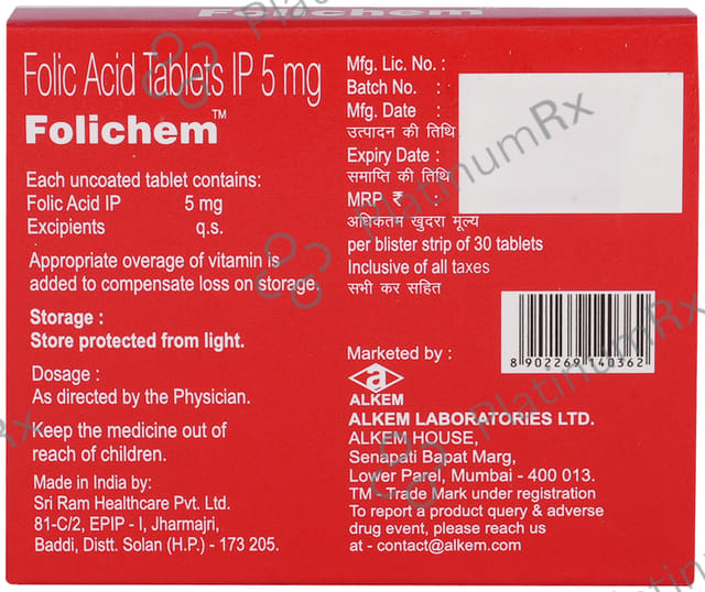 Folichem 5000mcg Tablet 30s