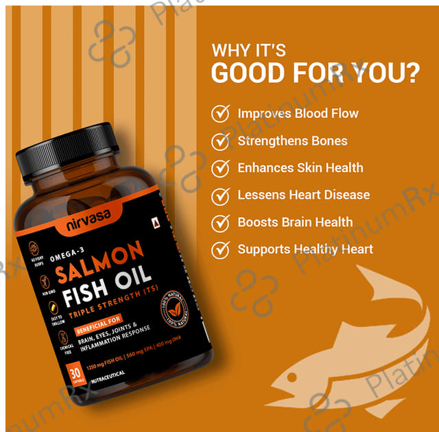 Nirvasa Omega 3 Salmon Fish Oil Triple Strength Softgels 30s