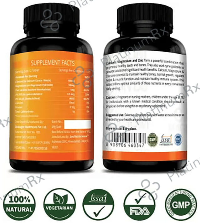 Simply Herbal Calcium + Magnesium + Zinc with Vitamin D3 for Bone Health - Tablet