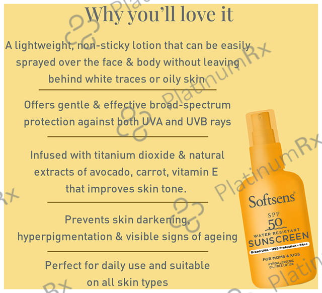Softsens Water Resistant Sunscreen SPF 50 Lotion 20ml