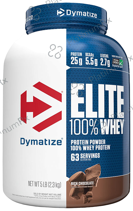 Dymatize Nutrition Elite 100% Whey Protein - With BCAAs & Leucine - For Muscle Recovery - Powder Rich Chocolate 5 lb