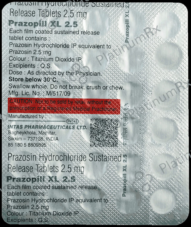 Prazopill XL SR 2.5mg Tablet 30s