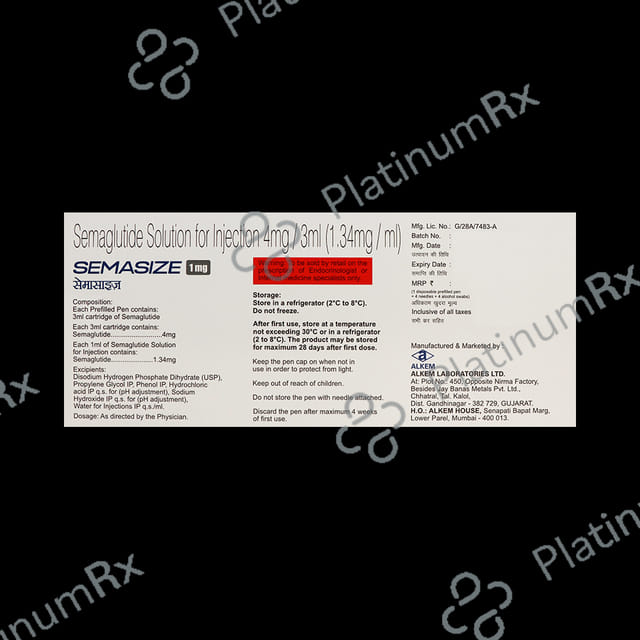 Semasize 1mg Injection (1 Multi-dose Disposable Pen, 4 Needle, 4 Alcohol Swab)