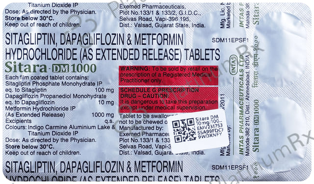 Sitara DM 10/1000/100mg Tablet 10s