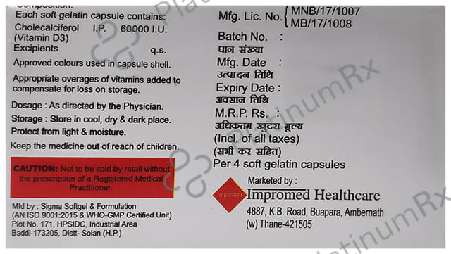 Improcal D3 60K Soft Gelatin Capsule