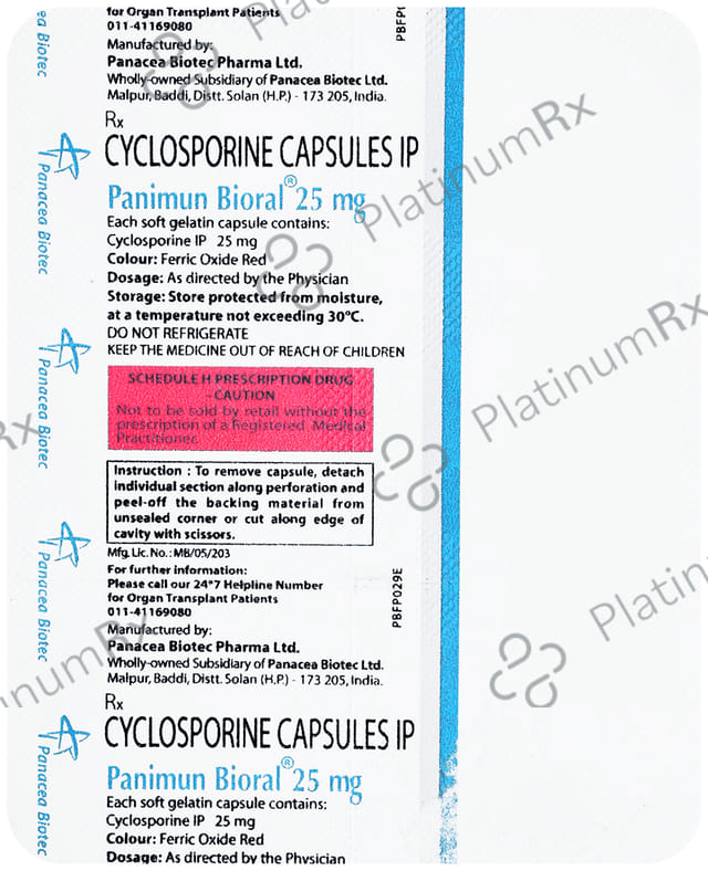 Panimun Bioral 25mg Capsule 6s