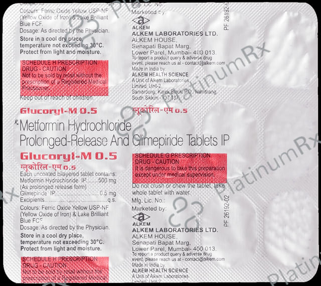 Glucoryl M 0.5/500mg Tablet 15s