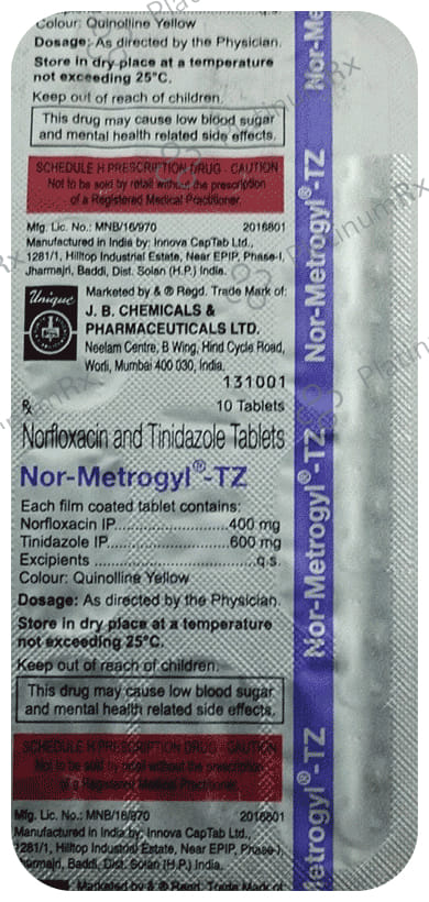 Nor Metrogyl TZ 400mg/600mg Tablet