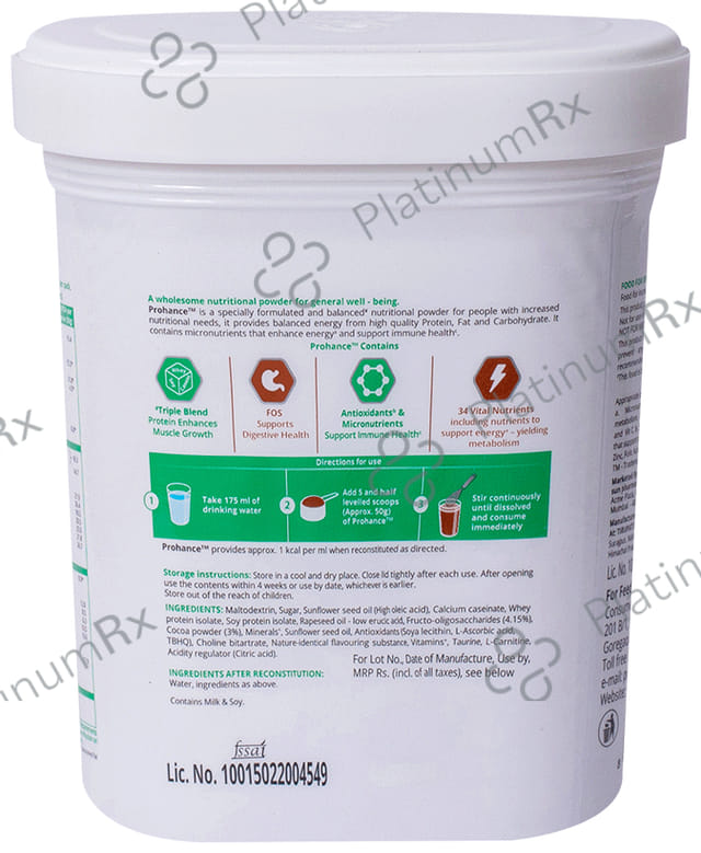 Prohance Protein Supplement Chocolate Flavour Powder 400gm