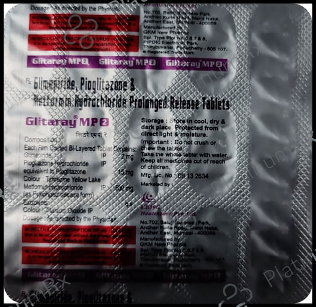 Glitaray MP 2/500/15mg Tablet PR 15s