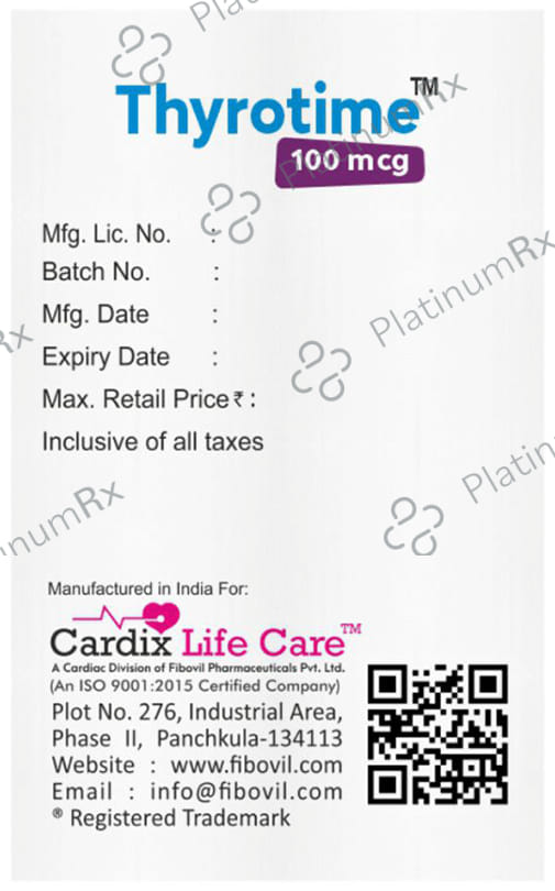 Thyrotime 100mcg Tablet 100s