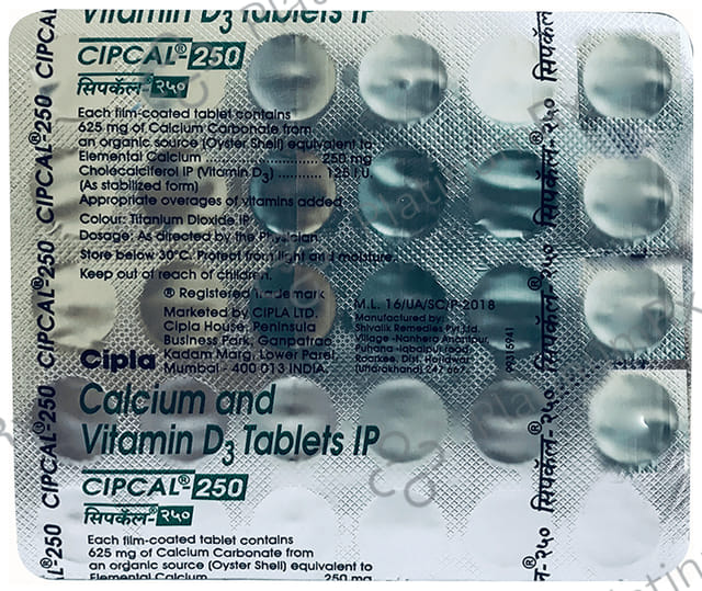Cipcal 250mg/125IU Tablet 30s