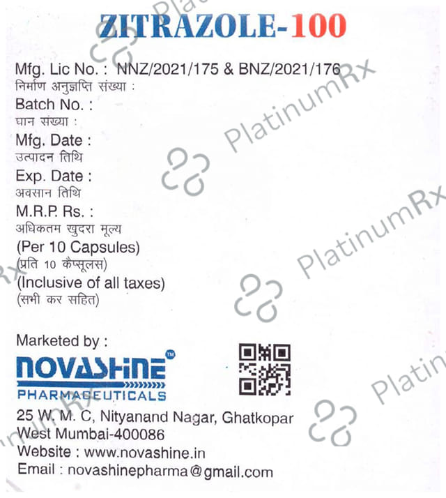 Zitrazole 100mg Capsule 10s