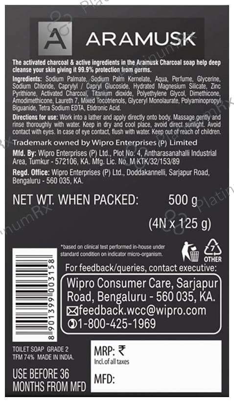 Aramusk Charcoal Soap (125gm Each)