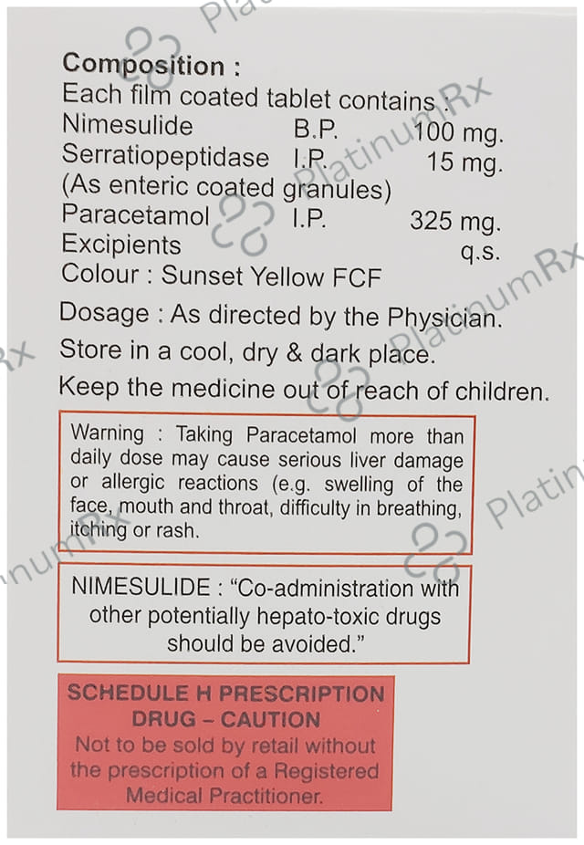 Nile SP 100mg/325mg/15mg Tablet