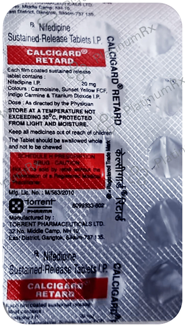 Calcigard 20mg Retard Tablet SR 15s