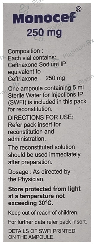 Monocef 250mg Injection 2ml