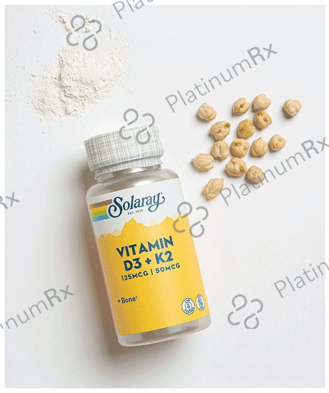 Solaray Vitamin D3+K2 Vegicap - For Bone Strength
