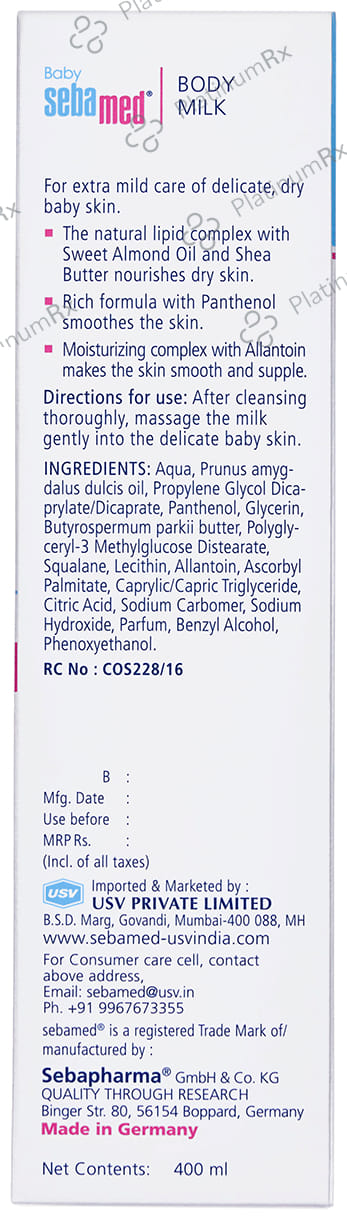 Sebamed Baby Body Milk with Panthenol pH 5.5 Lotion 400ml