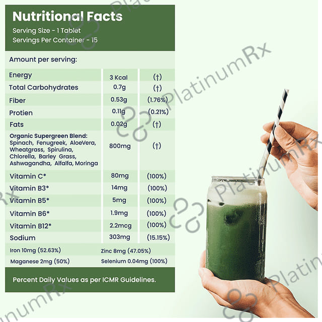 Wellbeing Nutrition Daily Greens Effervescent Tablet for Weight Management, Bone, Digestion, Skin & Immunity 1 Bottle