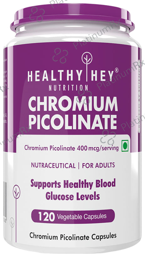 HealthyHey Nutrition Chromium Picolinate 400mcg - Veg Capsule for Healthy Blood Glucose Levels