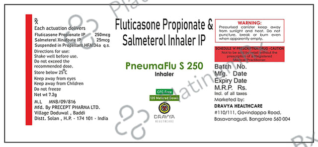 Pneumaflu S 250 Inhaler CFC Free