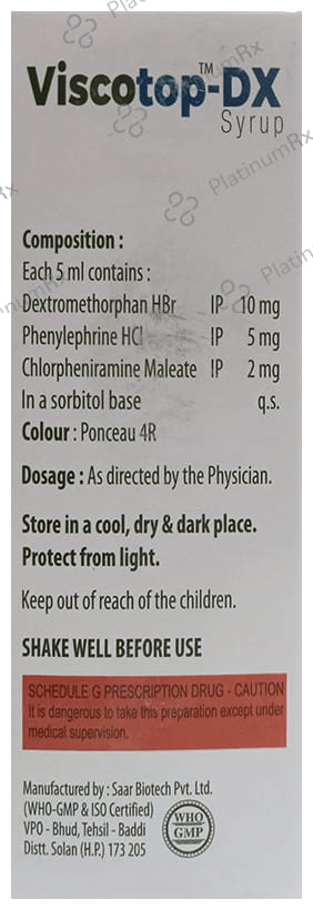 Viscotop DX Syrup Sugar Free 100ml