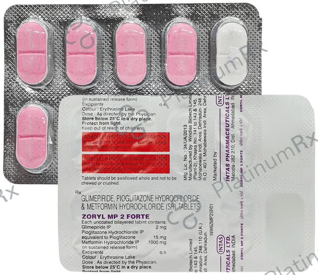Zoryl MP2 Forte 2/1000/15mg Tablet SR