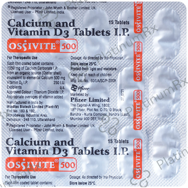 Ossivite 500mg/250IU Tablet 15s
