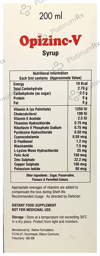 Opizinc V Syrup 200ml