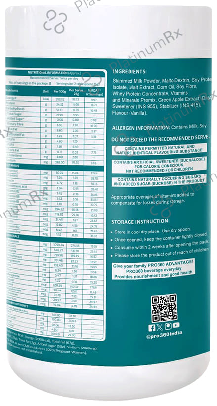 Pro360 Mom Protein Supplement for Pregnancy & Lactation - No Added Sugar - Flavour French Vanilla 200 gm