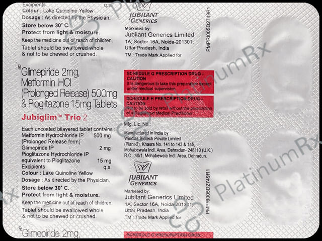 Jubiglim Trio 2 2/500/15mg Tablet PR 10s