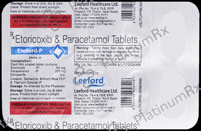 Etoford P 60 mg/325 mg Tablet