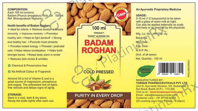 Torque Badam Roghan Oil (100ml Each) 1 Bottle