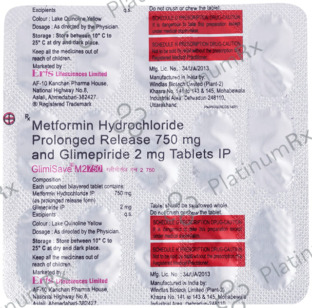 Glimisave M 2/750mg Tablet PR 15s