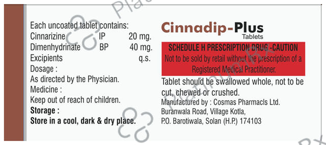 Cinnadip 20/40mg Plus Tablet 10s