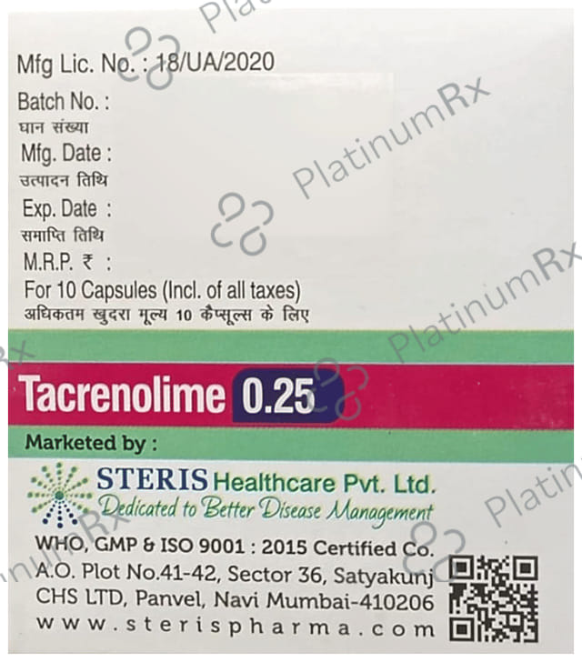 Tacrenolime 0.25mg Capsule 10s