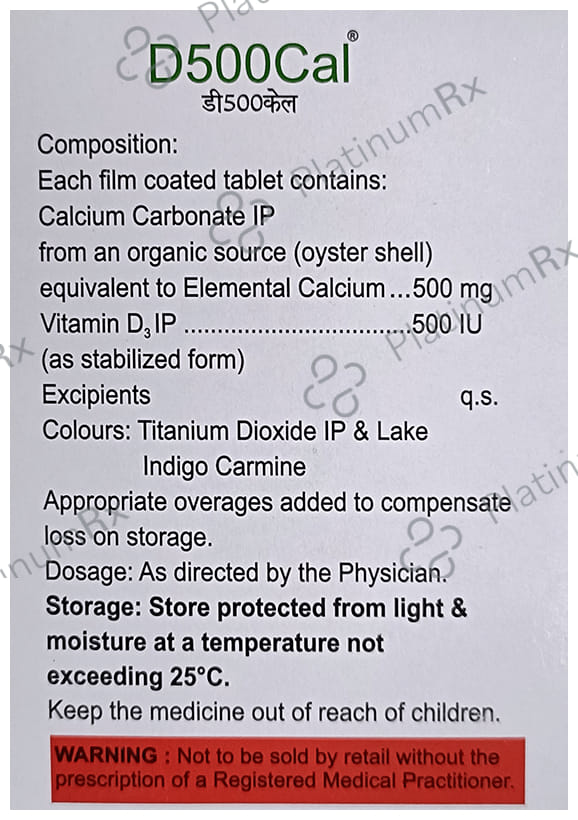 D500Cal 500mg/500IU Tablet 10s