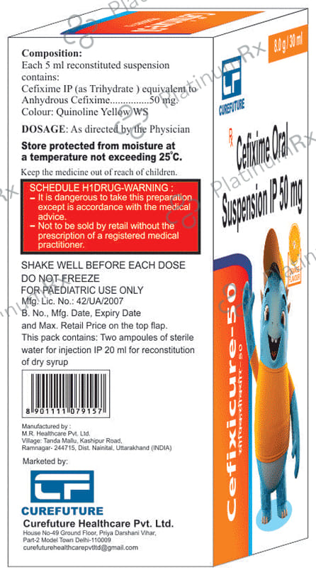 Cefixicure 50 Orange Oral Suspension