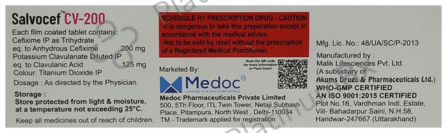 Salvocef CV 200 Tablet