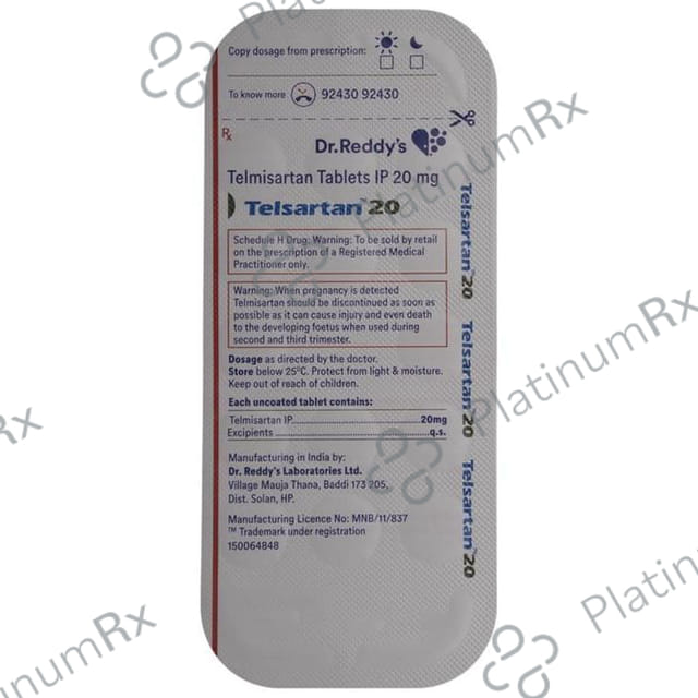 Telsartan 20mg Tablet 14s