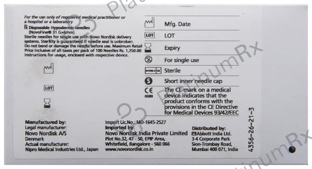 Novofine 31G Needle 1s
