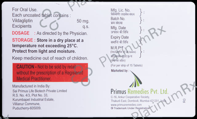 Vildaprime 50mg Tablet 15s