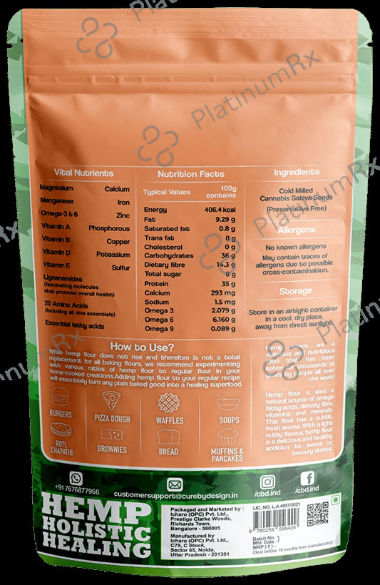 Cure By Design Hemp Seed Flour 500 gm