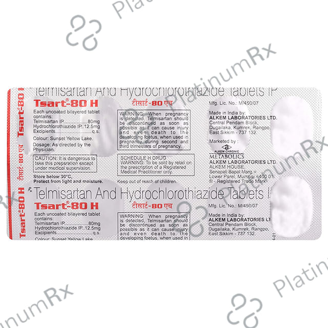 Tsart 80H 80/12.5mg Tablet 10s
