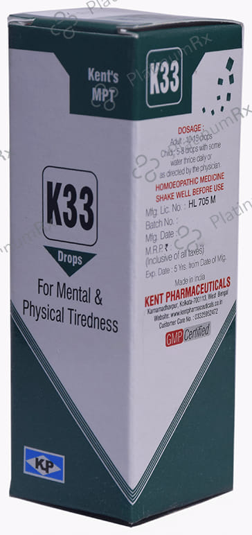 Kent's K33 Mental & Physical Tiredness Oral Drops