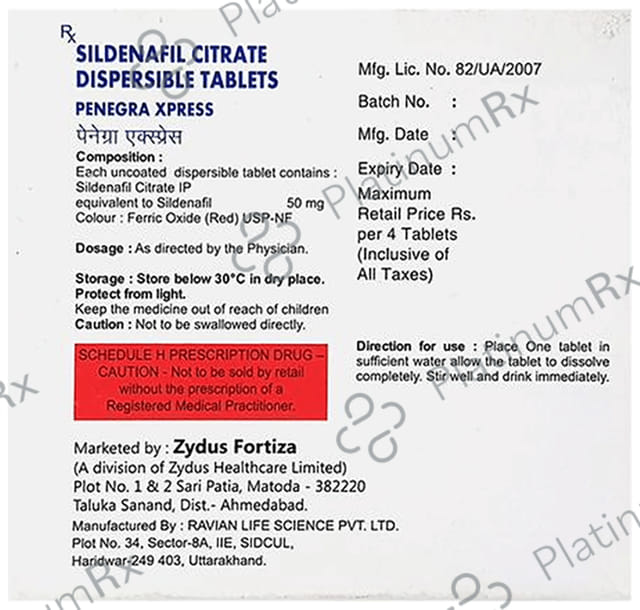 Penegra Xpress 50mg Tablet 4s