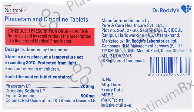 Nootropil C 500/800mg Tablet 10s